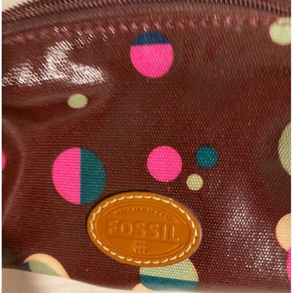 Fossil Polka Dot Cosmetic Bag Brown/Multicolor Vinyl - Picture 2 of 8